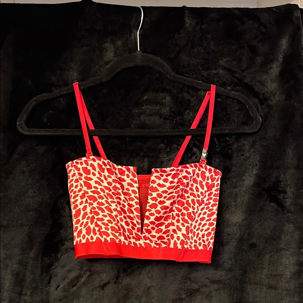 Red Leopard Print Crop Top